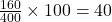 \frac{160}{400}\times100 = 40